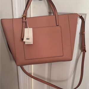 NWT Tory Burch 136091 Emerson Small Top Zip Tote Leather Bag Crossbody in Pink